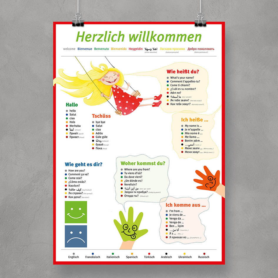 16 Sprachposter: je 4 x A2 Poster - Zahlen | Willkommen | Körper | Familie