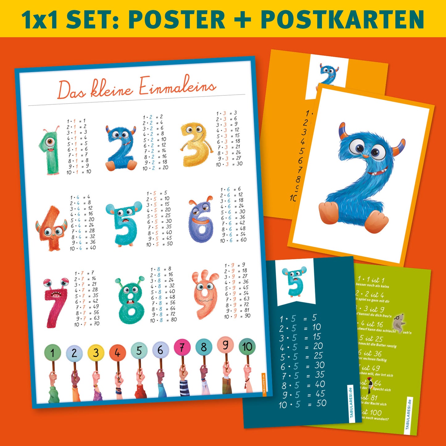 1x1 SET: A2 Poster + Postkarten - Das kleine Einmaleins