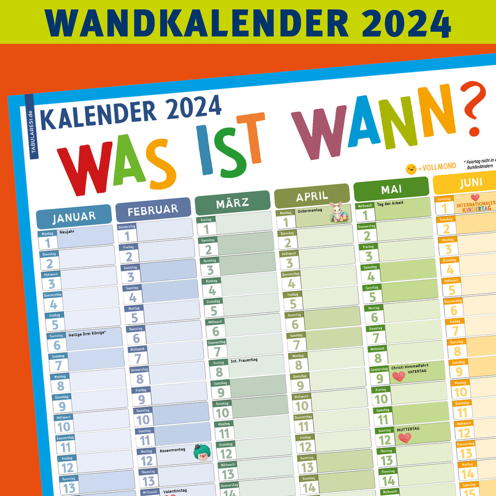 Kinder-Kalender 2024 – tabularesi