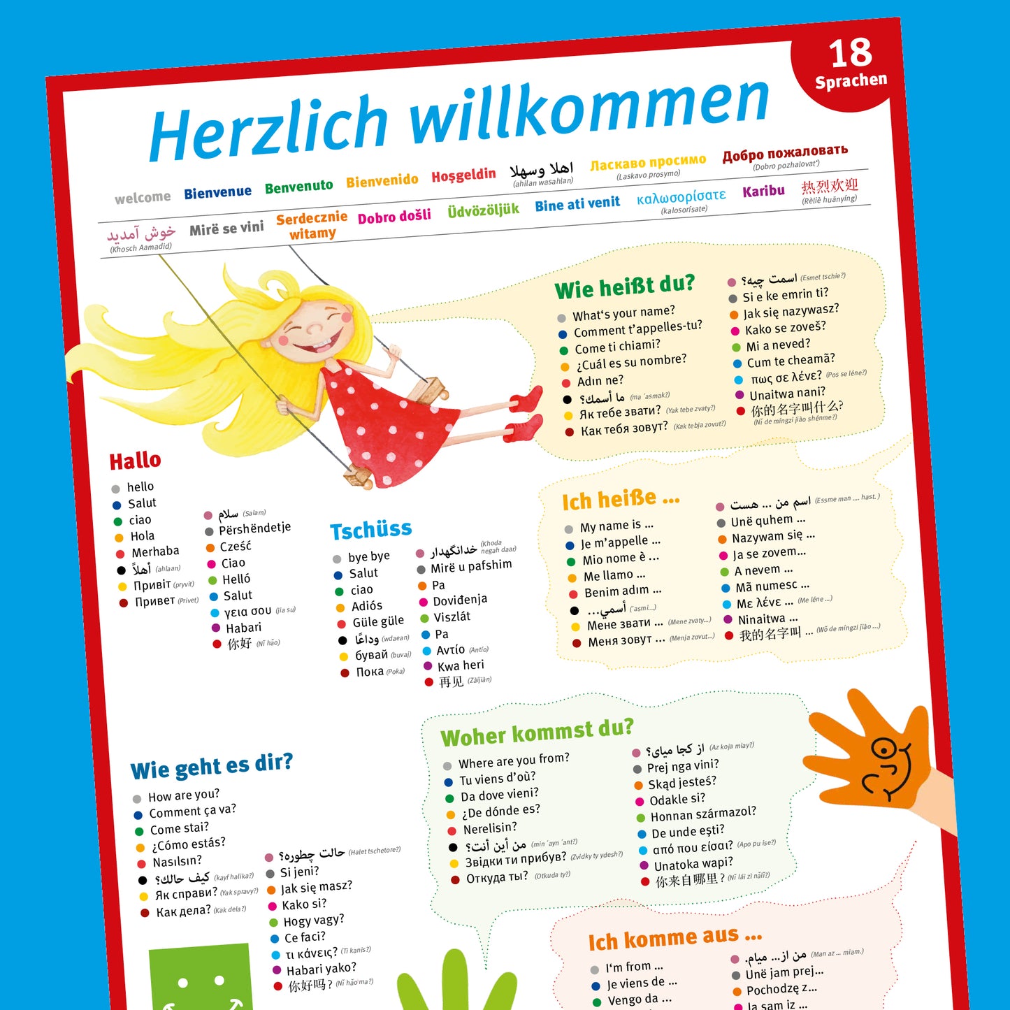 10 x A1 Poster – 18 Sprachen "Willkommen"