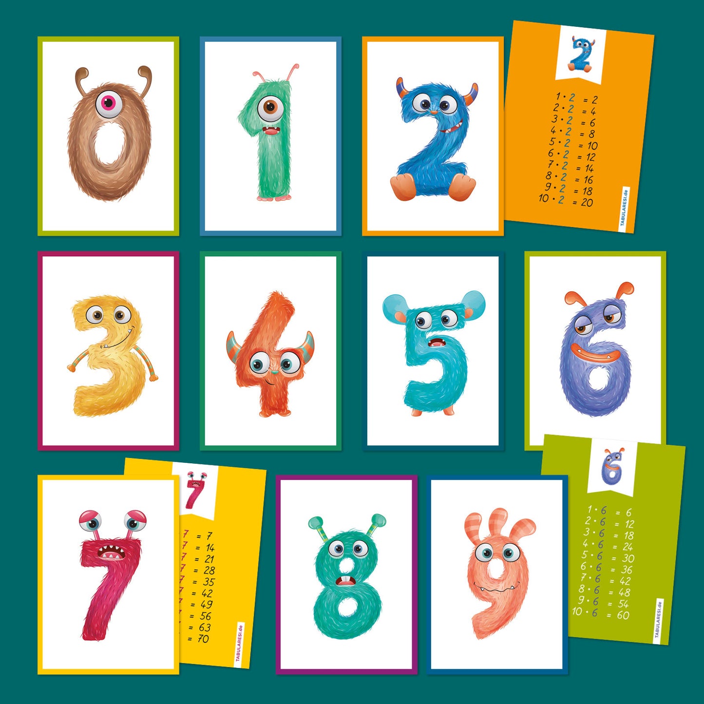 POSTKARTEN-SET  1 x 1 und Zahlen