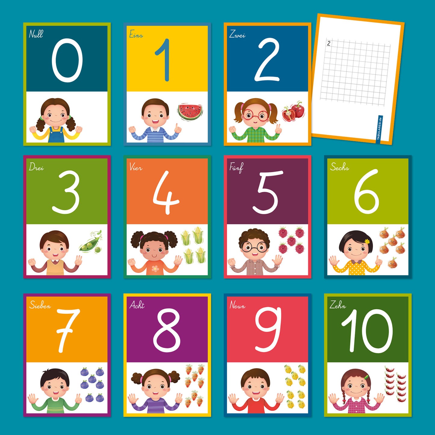 POSTKARTEN-SET  1 x 1 und Zahlen