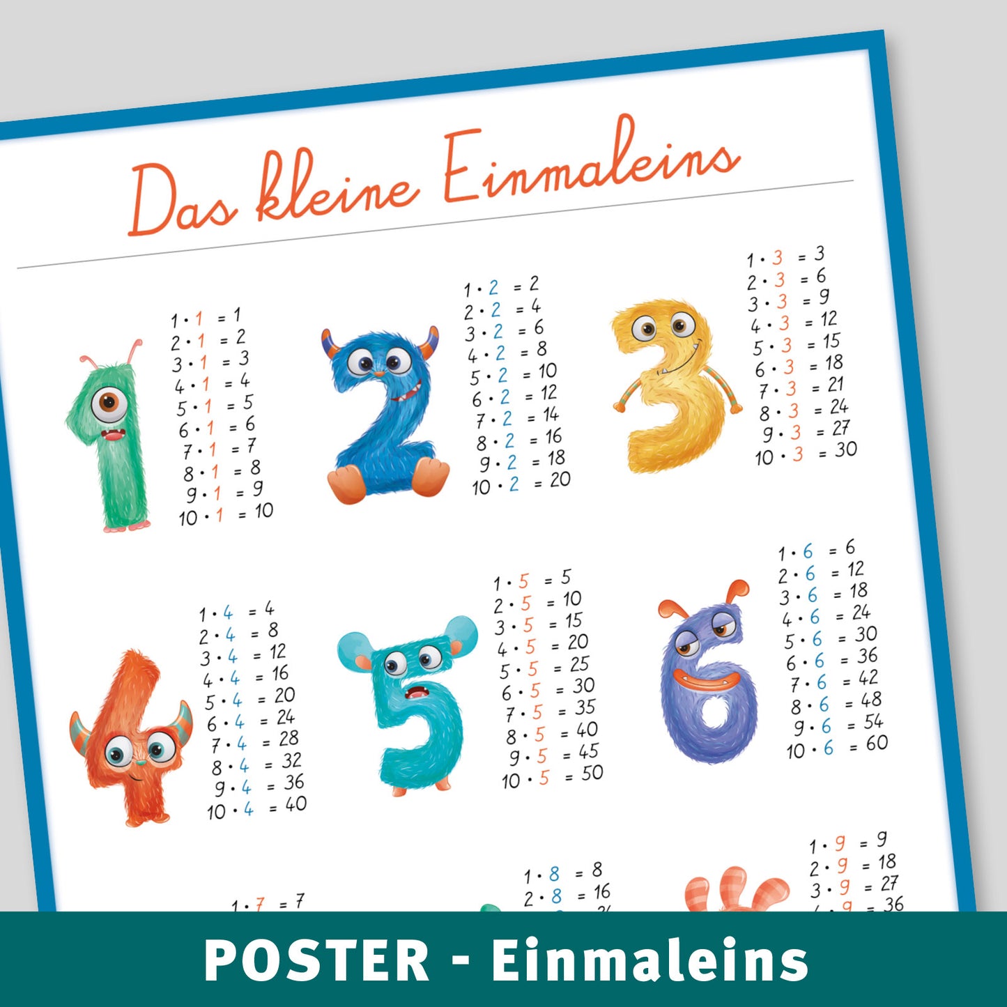 1x1 SET: A2 Poster + Postkarten - Das kleine Einmaleins