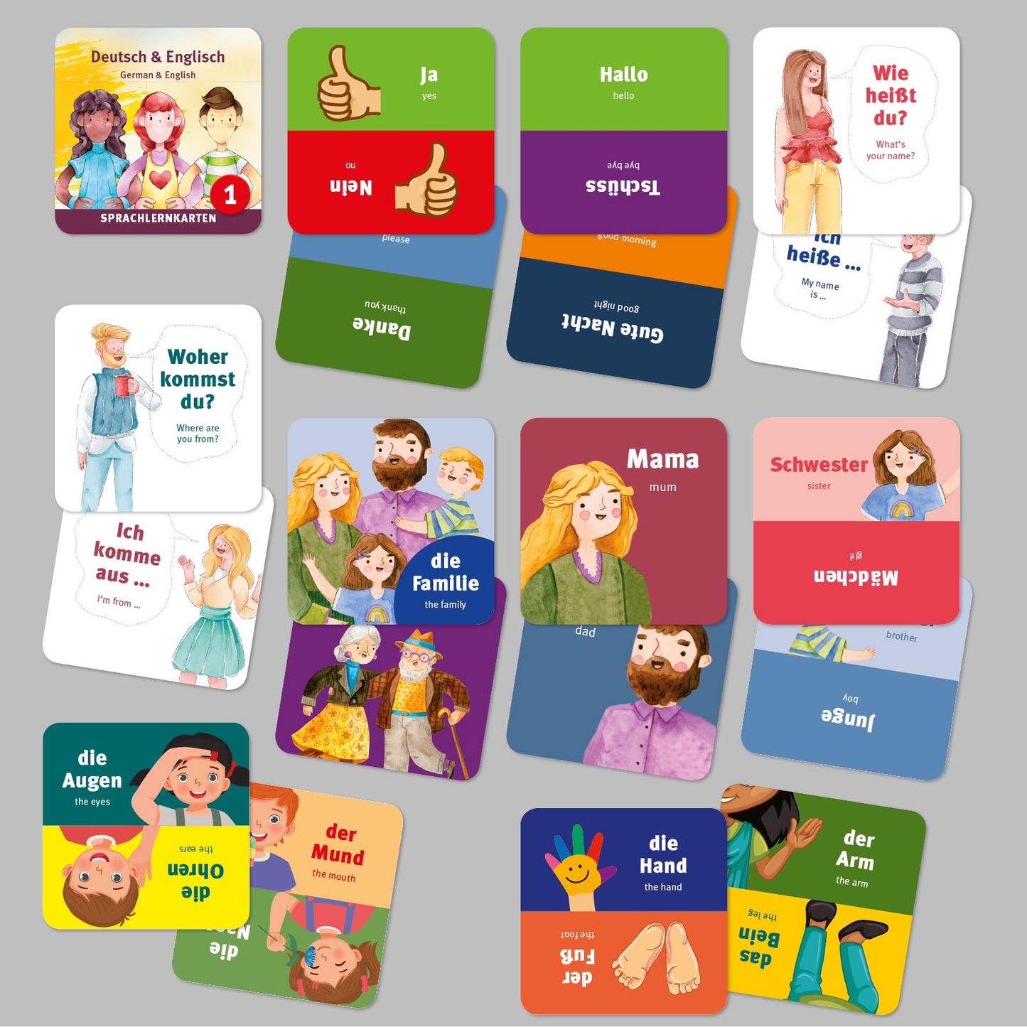 60 SPRACHKARTEN Deutsch & Englisch Box 1+2